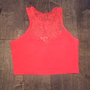 Red razor back crop top
